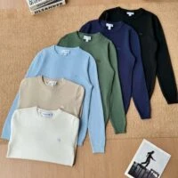 LACOSTE סוודר גברים צווארון עגול עם לוגו רקום