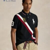Polo Ralph Lauren חולצת פולו לגברים עם פס אלכסוני