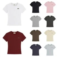 Lacoste חולצת טי נשים עם לוגו תנין
