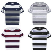 Lacoste חולצת סריג פסים קצרה Regular Fit