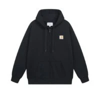 Carhartt סווטשירט קפוצ'ון עם רוכסן ולוגו