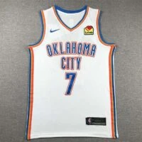 גופיית כדורסל Nike Oklahoma City Thunder בצבע לבן עם כיתוב OKLAHOMA CITY ומספר 7, תצוגת מלפנים
